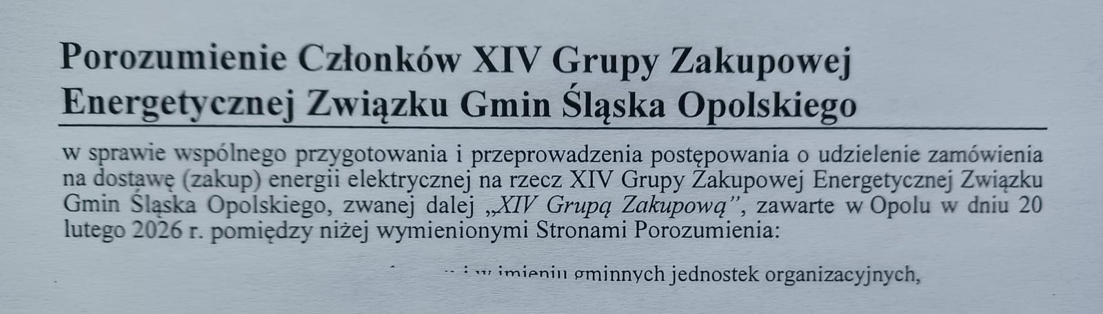Porozumienie Członków XIV Grupy Zakupowej Energetycznej – zdjęcie 1